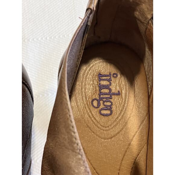 Indigo by Clarks Brown Leather Mary Jane Heeled Leather Shoes Size 7.5 Bow - Picture 8 of 9